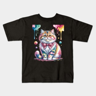 Womens Paint Art British Longhair Cat Highland Straight Kids T-Shirt